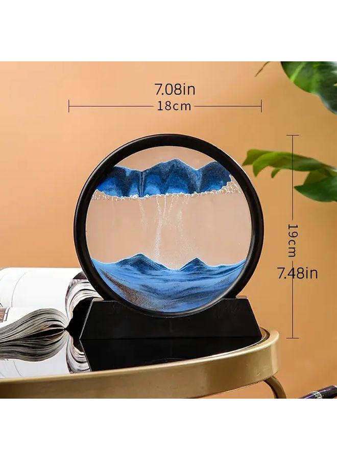 Small Blue Timer Sand Art Decor Modern Tabletop Accent For Home Office - Image 1