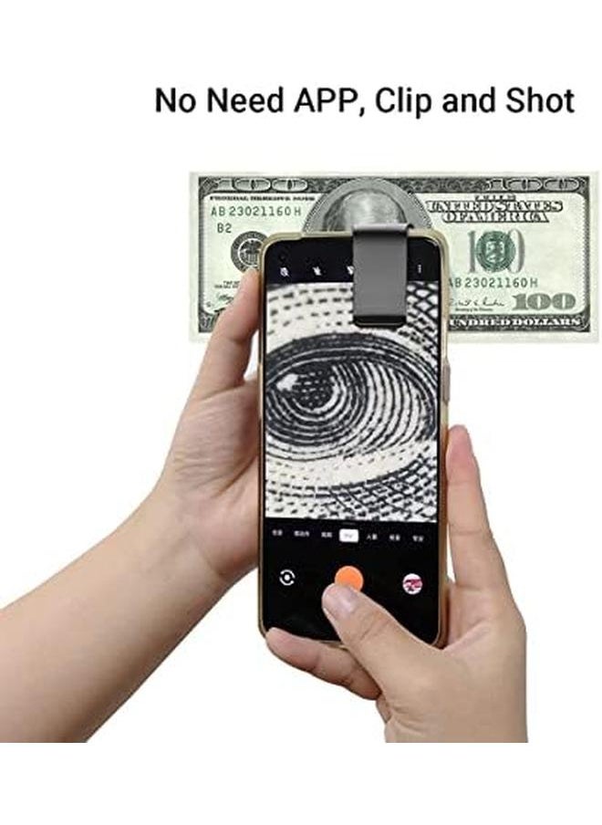 erorex - Mobile Phone Microscope 200X Mini Pocket Microscope With Led Light Universal Clip Portable Digital Magnifier Camera Accessory With Cpl Lens Compatible With Iphone Andriod Phones Black - Image 1