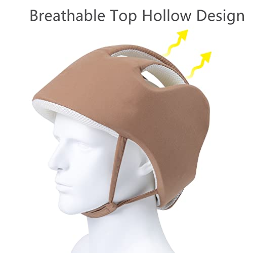 Cepairng Thick Protection Helmet for Elderly Youth Kids Adults,Head Protection for Elderly Falls,Soft Helmet for Epilepsy Seizures Prevent Head Injuries,Safety Bump Cap,for Home Gardening (Khaki Mesh Inner) - Image 3