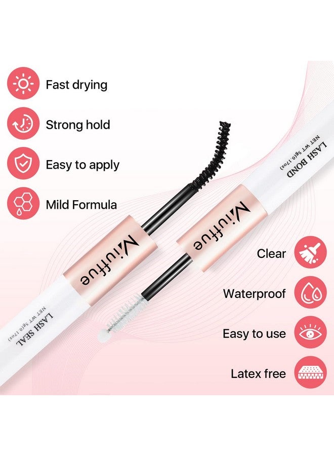 Miuffue غراء رموش لاصق ومثبت خالي من اللاتكس لغراء الرموش الحساسة مقاوم للماء ثبات قوي لغراء مجموعات الرموش لمدة 72 ساعة - Image 3