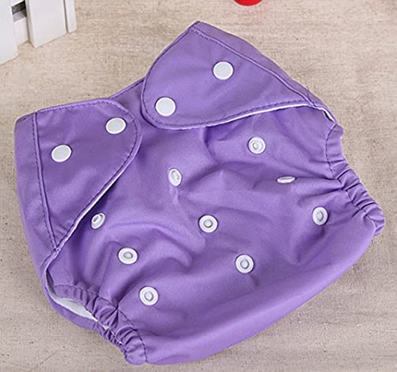 Adjustable Washable Reuseful Training Cloth Diapers Purple Fitted for Baby Girls and Baby Boys with 4 Pcs Cotton Clothes