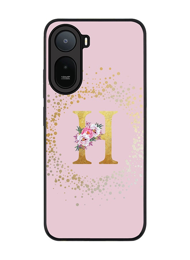 Stylizedd Rugged Case for Xiaomi Redmi A7 Pro 4G / Poco C81 / Poco C81 Pro / Poco C85x 5G- Slim Fit Hybrid Rubber Cover Floral Monogram - L (Deep Pink)