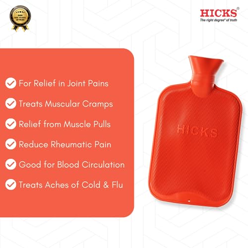 Hicks Premium Hot Water Bag 1750ml for Pain Relief: Ultimate Comfort and Soothing Heat Therapy for Muscle Aches, Period & Muscular Cramps and Body Joint Pain Relief Easy to Fill,Leakproof and Portable - Image 2