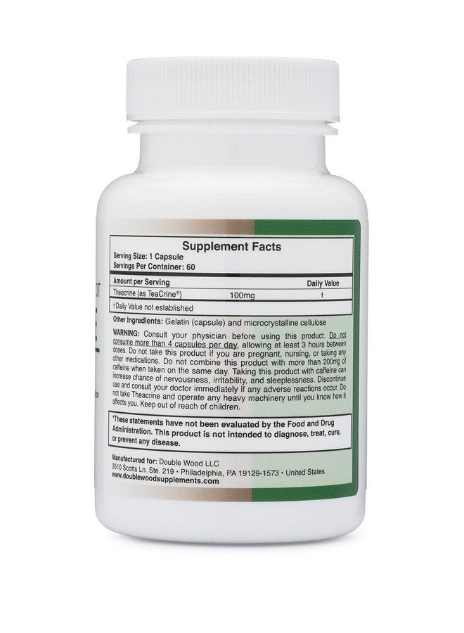 Double Wood Supplements Theacrine (Teacrine) 100 Mg, 60 Capsules - Energy and Focus Supplement (Similar to Caffeine Pills but More Subtle and Longer Lasting) Non-GMO and Gluten Free by Double Wood - Image 2