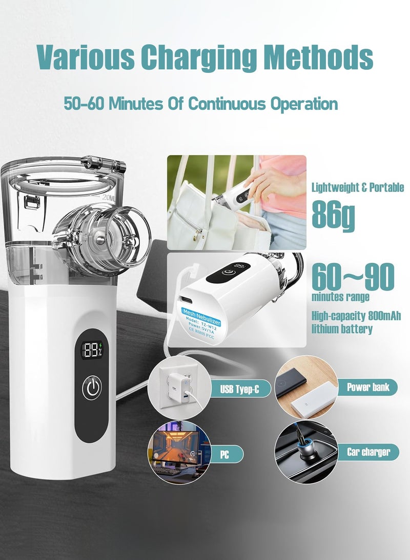 هيروكس جهاز استنشاق محمول، أجهزة تبخير صغيرة بشاشة رقمية، جهاز استنشاق شبكي محمول قابل لإعادة الشحن عبر USB، طريقتان للاستخدام للبالغين والأطفال الذين يعانون من مشاكل في التنفس، للاستخدام المنزلي والمكتبي والخارجي - Image 5