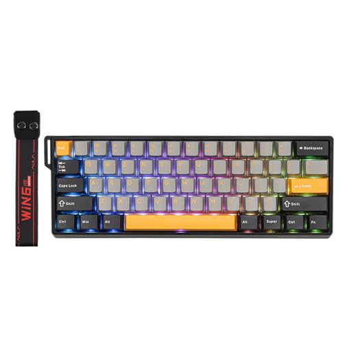 EPOMAKER Aula WIN60 HE 60% Wired Magnetic Keyboard with Adjustable Actuation, 8000 Hz Polling Rate, Hall Effect Switches, Hot-Swap, for FPS Games (Grey&Yellow) - Image 1