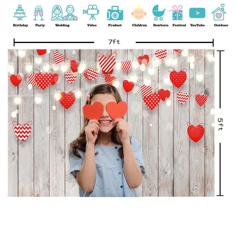 CYLYH خلفية عيد الحب CYLYH 7x5 قدم خلفيات خشبية خلفيات تصوير عيد الحب زينة حفلات عيد ميلاد الأطفال د519 - Image 3