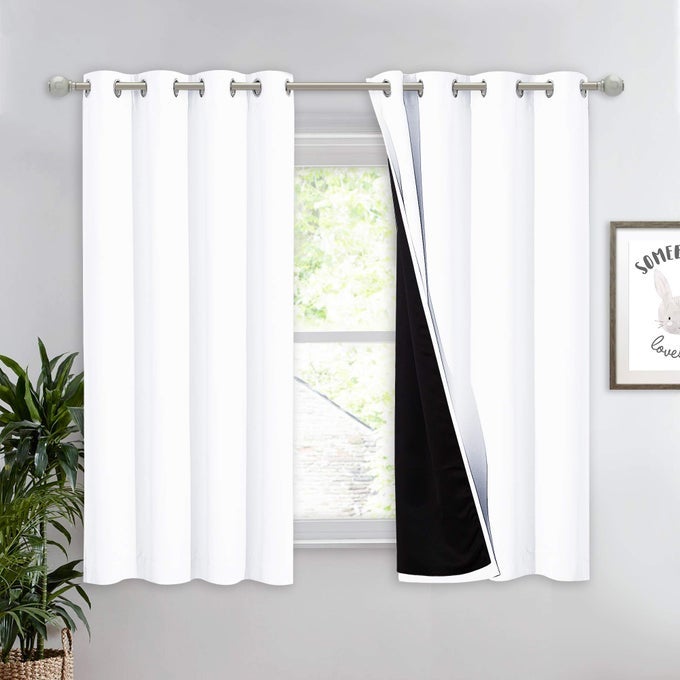 100 Blackout Curtain 54 inches Long DoubleDeck Completely Blackout Window Treatment Thermal Insulated Lined Drape for Small Window White 1 PC 52 inches Width Each Panel