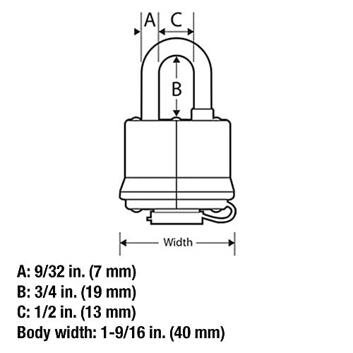Master Lock قفل خارجي مغطى من ماستر لوك 315KA مع مفتاح، عبوة واحدة - Image 3