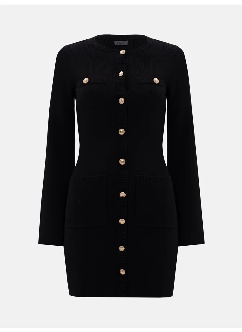Lichi Button-Front Knit Dress