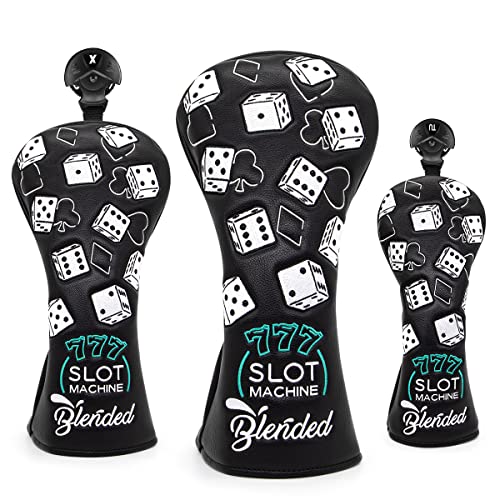 BAIRBRE Golf Club Covers Lucky 777 Blade Putter Headcover Golf Driver Covers Fairway Wood Headcover Hybrid Head Cover Blade Putter Cover Leather 3 Wood Headcovers Golf Headcovers for All Brand - Image 1