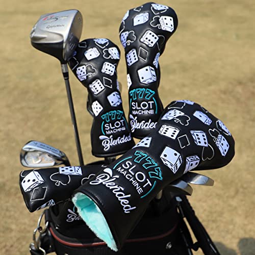 BAIRBRE Golf Club Covers Lucky 777 Blade Putter Headcover Golf Driver Covers Fairway Wood Headcover Hybrid Head Cover Blade Putter Cover Leather 3 Wood Headcovers Golf Headcovers for All Brand - Image 3