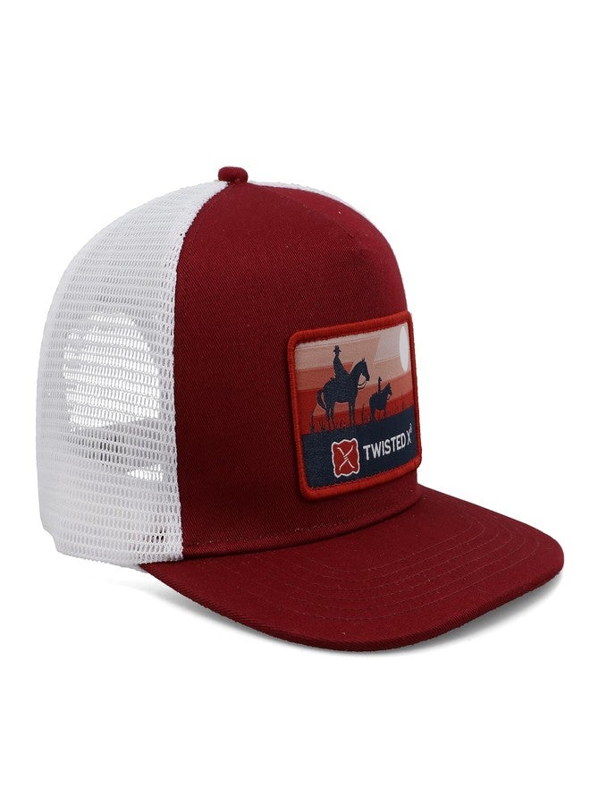 Twisted X Buckle Caps - Durable Canvas, Hand Wash Only, Comfortable Unisex Hats for Adults - Red & White - Image 1