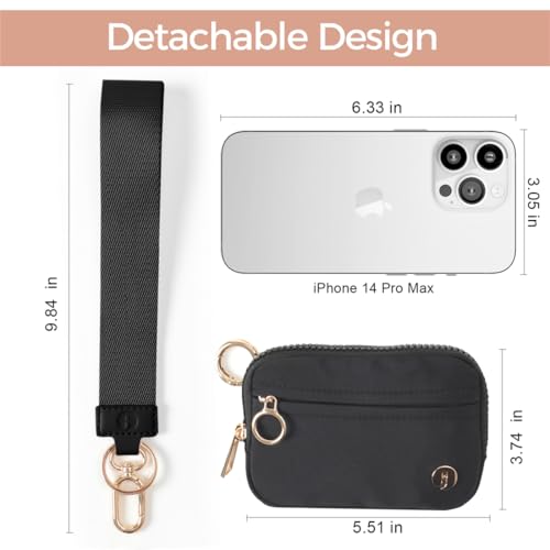 JEEBURYEE Wristlet Keychain Wallets for Women RFID Blocking Credit Card Holder Small Zipper Coin Purse Change Pouch with ID Window and Detachable Wrist Strap Black - Image 2
