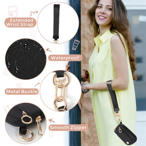 JEEBURYEE Wristlet Keychain Wallets for Women RFID Blocking Credit Card Holder Small Zipper Coin Purse Change Pouch with ID Window and Detachable Wrist Strap Black - Image 5