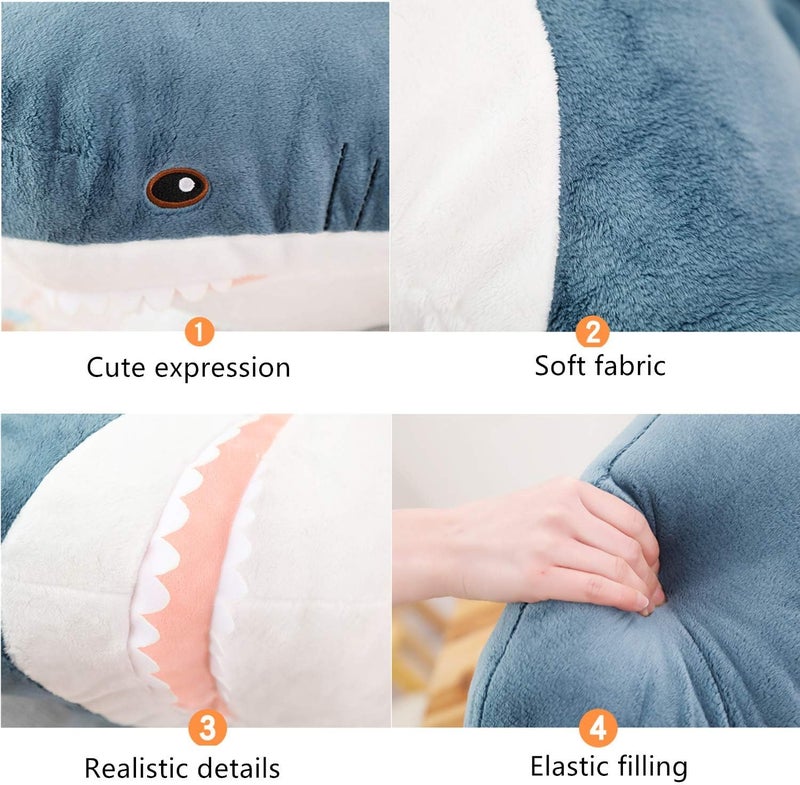 XIAOHONG 39 inch Giant Shark Stuffed AnimalSoft Shark Cushion Pillow Shark Plush PillowsChubby Stuffed Shark Toy Kids Room DcorPerfect Stress Relief for Women - Image 2