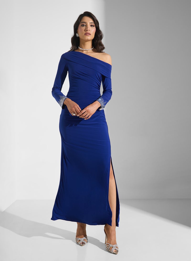 Ella Limited Edition Asymmetrical Shoulder Dress With Slit - Image 1