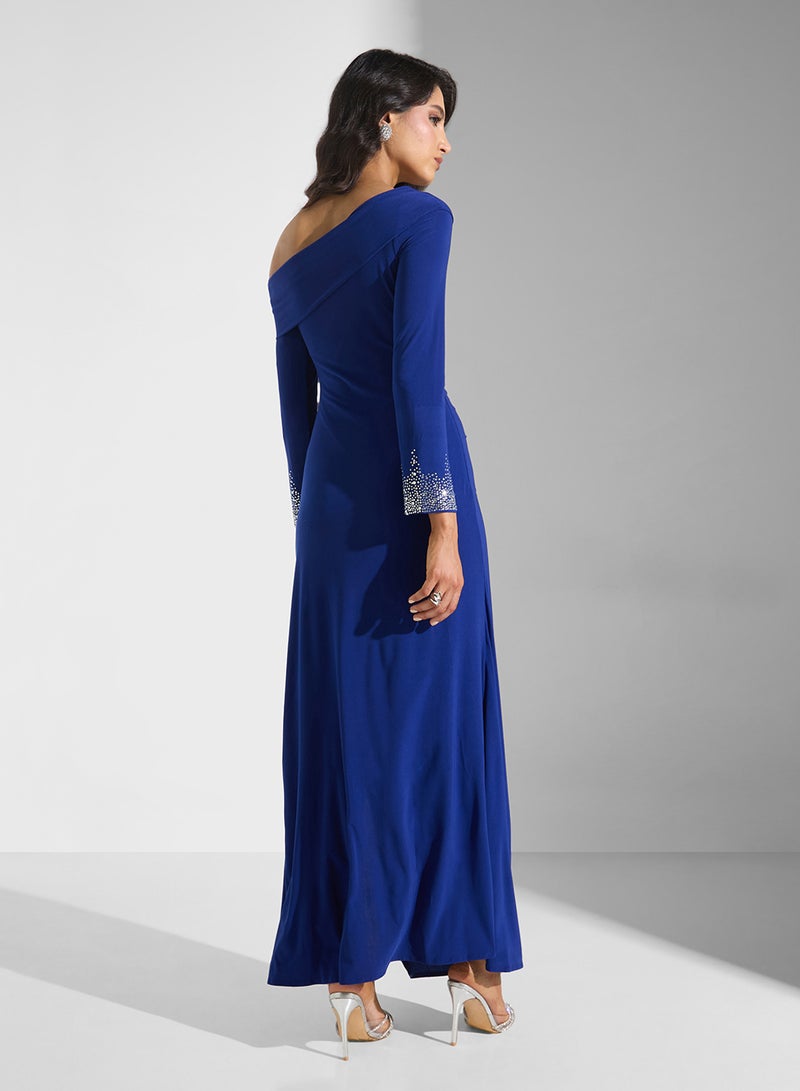 Ella Limited Edition Asymmetrical Shoulder Dress With Slit - Image 2