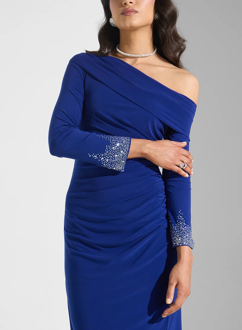 Ella Limited Edition Asymmetrical Shoulder Dress With Slit