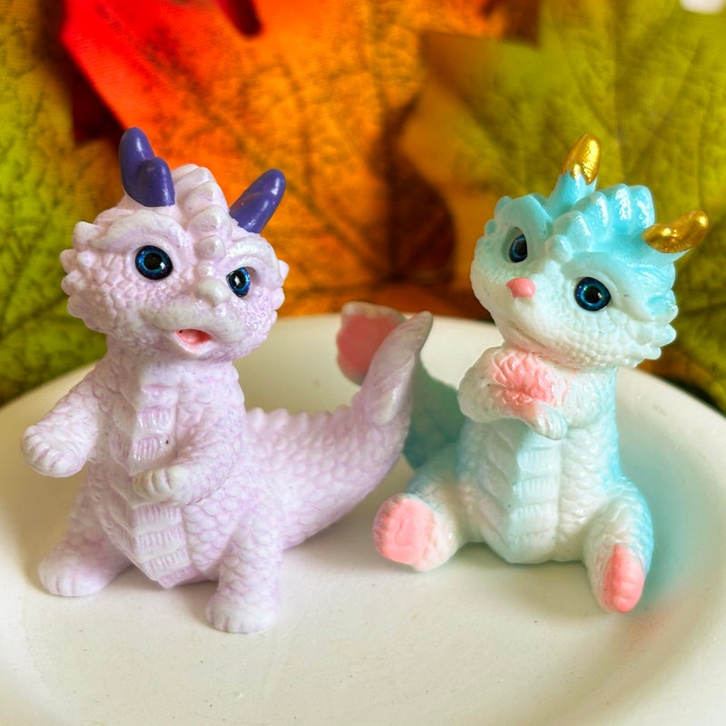 Basuo-9Q Cute Mini Baby Dragon Figurines Set, Cake Toppers, Miniature Fairy Garden Decor, Resin Loong Statues Dollhouse Ornaments, Party Favors, Photo Props, Easter Egg Stuffers - Image 3