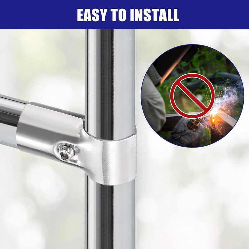 QUARKZMAN Display Rack Clamp 2 Pieces 3/4 Inch 19 mm Shelf Display Rack Clamp Two-Way Aluminium Alloy Pipe Fittings Drying Rack Connection Closure Joint - Image 4
