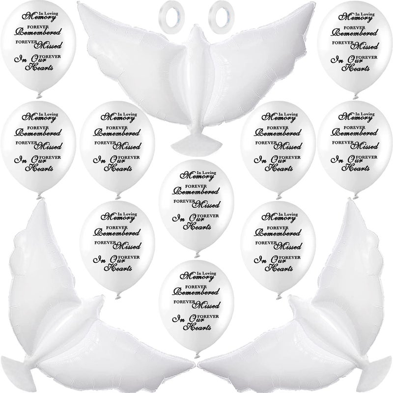 Jishi Dove Memorial Balloons to Release in Sky Biodegradable Funeral Balloons Memorial Decorations for Celebration of Life Party Happy Birthday in Heaven 30 Memorial Balloons  3 White Dove Balloons - Image 3