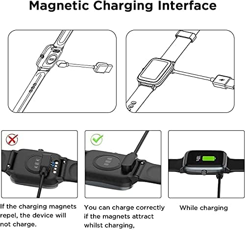 HUMBLE 2 Pin Magnetic Charging Cable Compatible with boAt Storm, boAt Xtend, W26, W26+ Smartwatch | Fast USB Charger for Smartwatches | Durable 2-Pin Charging Cord (Black) - Image 2