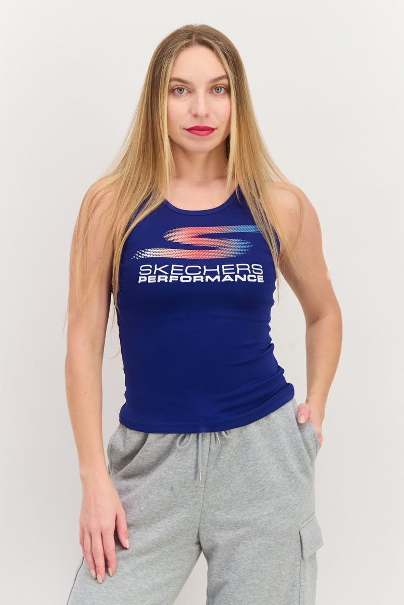 SKECHERS Women Sportswear Fit Sleeveless Training Tank Top, Blue - Image 1