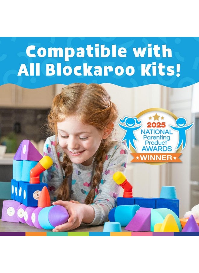 blockaroo Blockaroo Magnetic Foam Bath Building Blocks - 50-Piece Trunk Set, Great for Preschools, Bathtub, Sensory Bin Filler, Engineering Toys for Kids 3-5  - Image 4