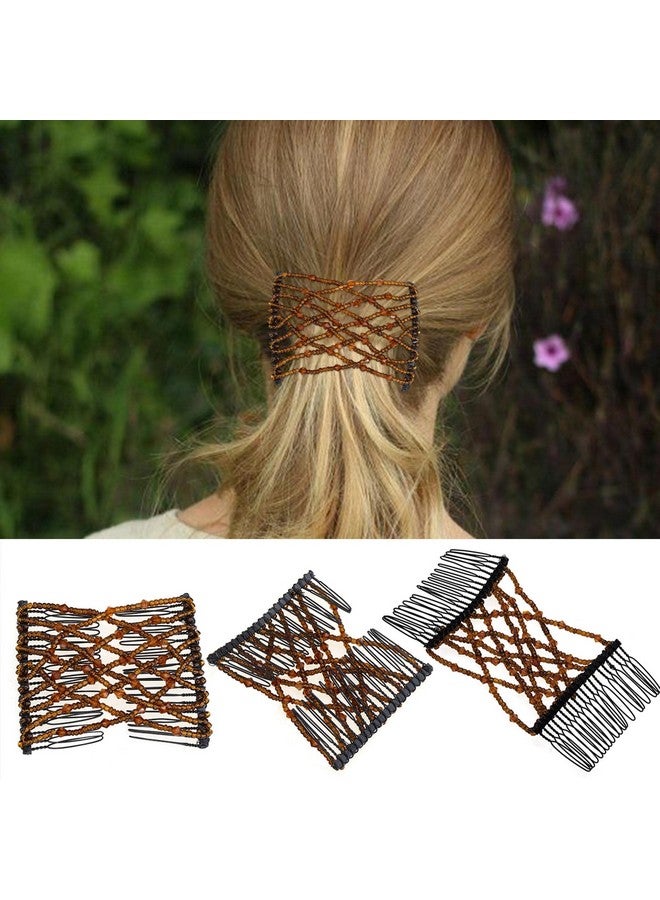 Aethland 6 Pieces Magic Hair Comb Elastic Beaded Hair Clips Women Stretchy Bride Double Slides Hairpins Combs For Women Ladies Girls Diy Hair Styling Accessories - Image 5