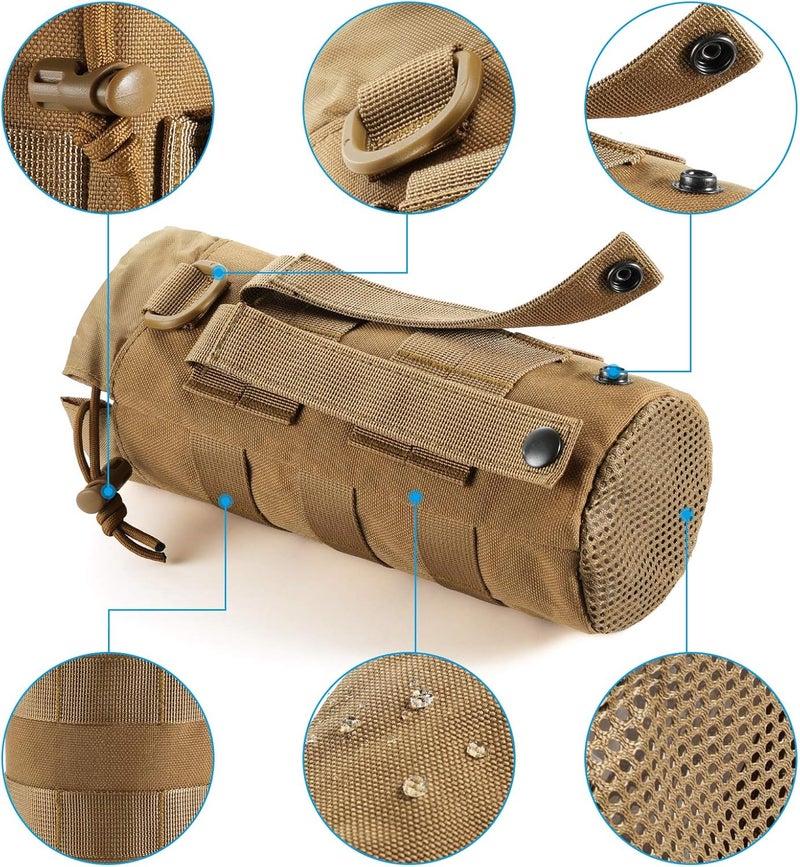 FRTKK Tactical MOLLE Water Bottle Pouch with Drawstring Open Top & Mesh Bottom, Military Water Bottle Holder Bag Sports Travel Hydration Carrier - Image 3