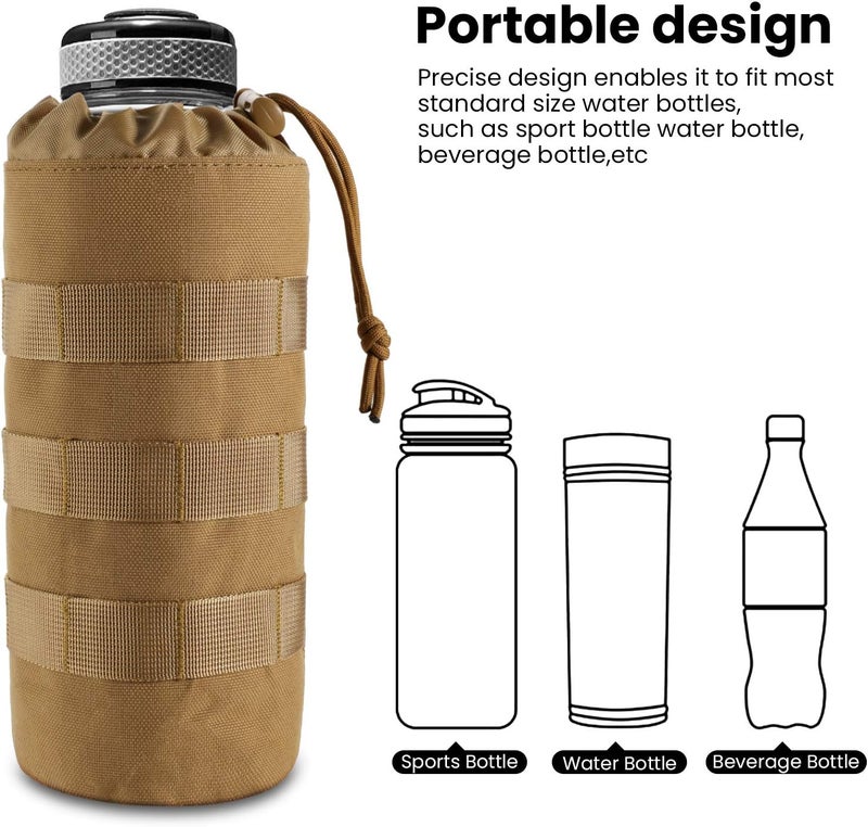 FRTKK Tactical MOLLE Water Bottle Pouch with Drawstring Open Top & Mesh Bottom, Military Water Bottle Holder Bag Sports Travel Hydration Carrier - Image 2