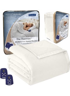 Thermee Micro Flannel Thermee Micro Flannel King-Size Electric Heated Blanket, Machine Wash & Dry, Timer & Safety Shutoff, Sand  - Image 1