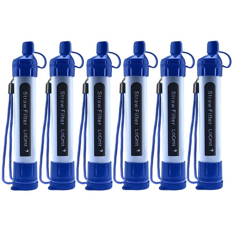 Logest 6 Pack Water Filter Straw - Portable, Compact, Multipurpose Water Purification Device for Outdoor Activities, Emergency Kits, Camping, Travel - Image 1