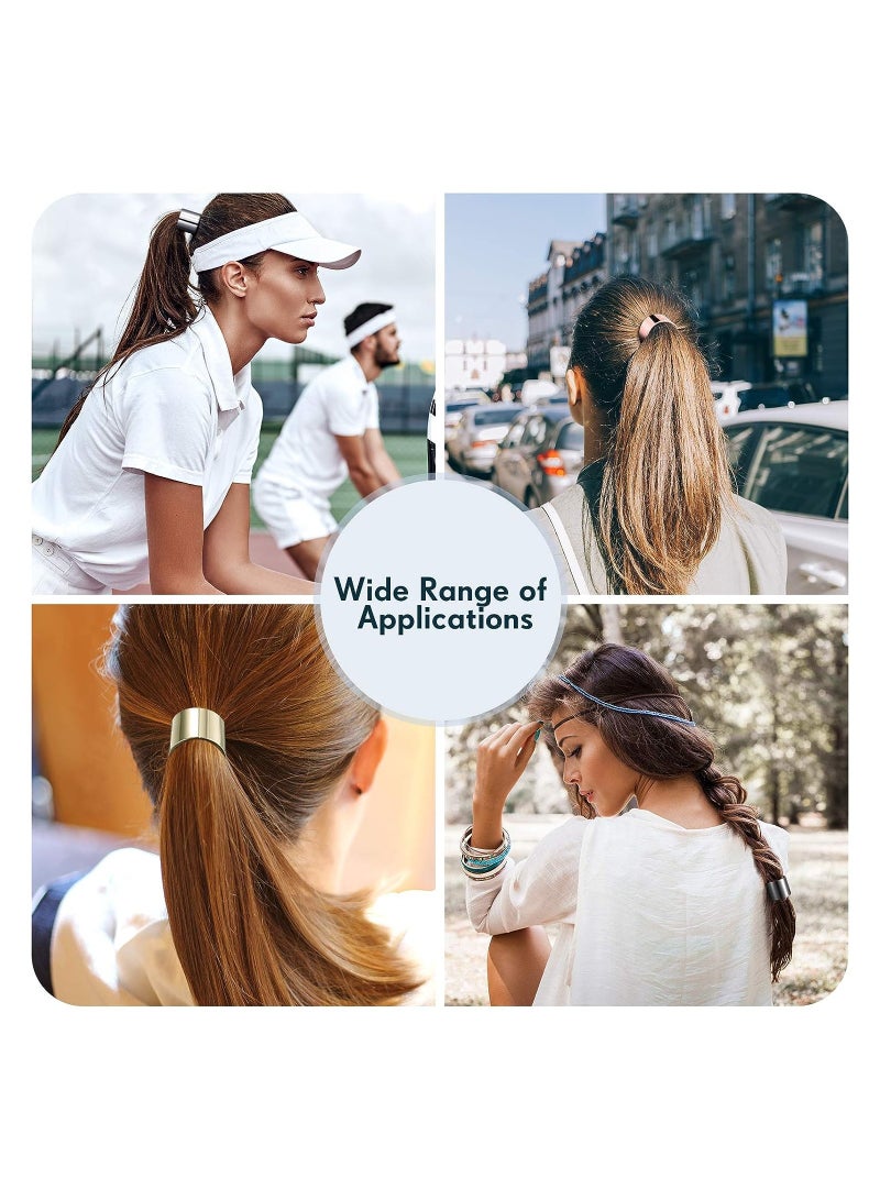 KASTWAVE Ponytail Elastic Hair Ties Cuff, Metal Hair Ties Punk, Brushed Metal Expandable Hair Rings, Ponytail Holder Hair Rope Accessory for Women Girls, Gold and Silver - Image 4