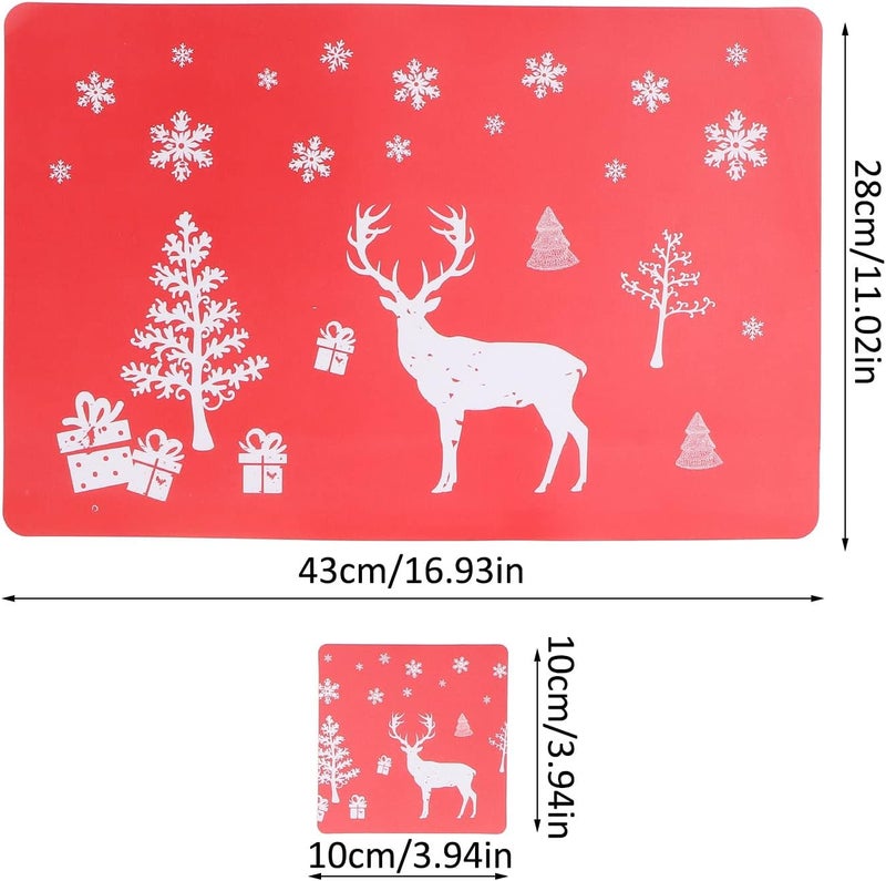 klarako 12pcs Heat Insulated Pad,Christmas Pattern Heat Proof Mat Skid Resistance Pot holder Thickened Hot Pads (Red) - Image 4