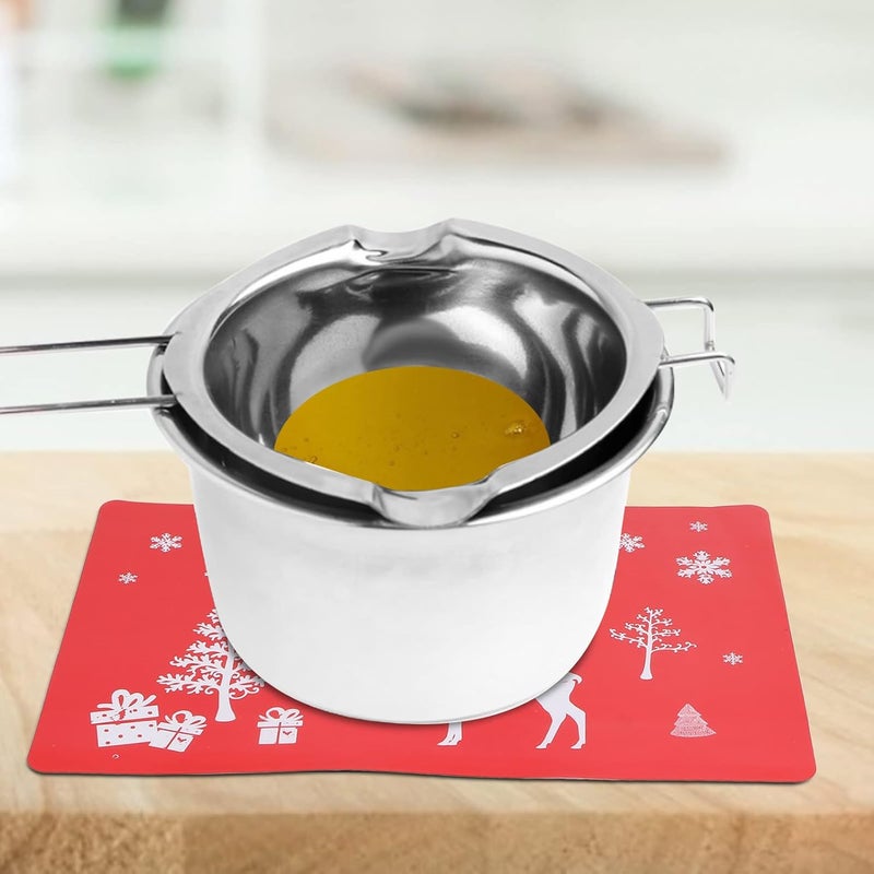 klarako 12pcs Heat Insulated Pad,Christmas Pattern Heat Proof Mat Skid Resistance Pot holder Thickened Hot Pads (Red) - Image 3