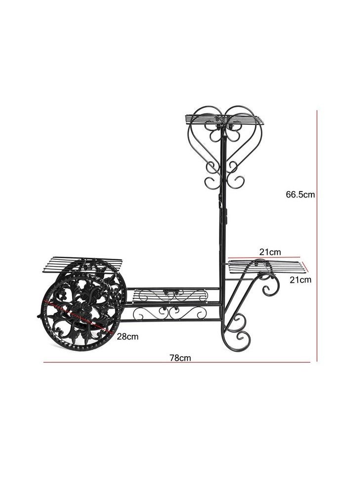 Generic - 1-Piece Wrought Iron Metal Paint Car Shape Flower Pot Rack Plant Display Stand for Garden Decor - Image 1