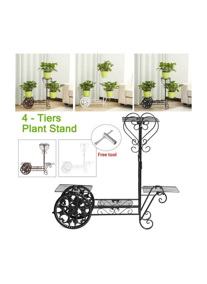 Generic - 1-Piece Wrought Iron Metal Paint Car Shape Flower Pot Rack Plant Display Stand for Garden Decor - Image 1