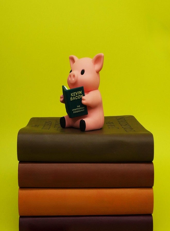 GOOFBALLS Little Readers - Cute Figurines for Bookshelves, Desks, Terrariums & Home Decor - Book-Loving Animal Statue - Pig - Image 4