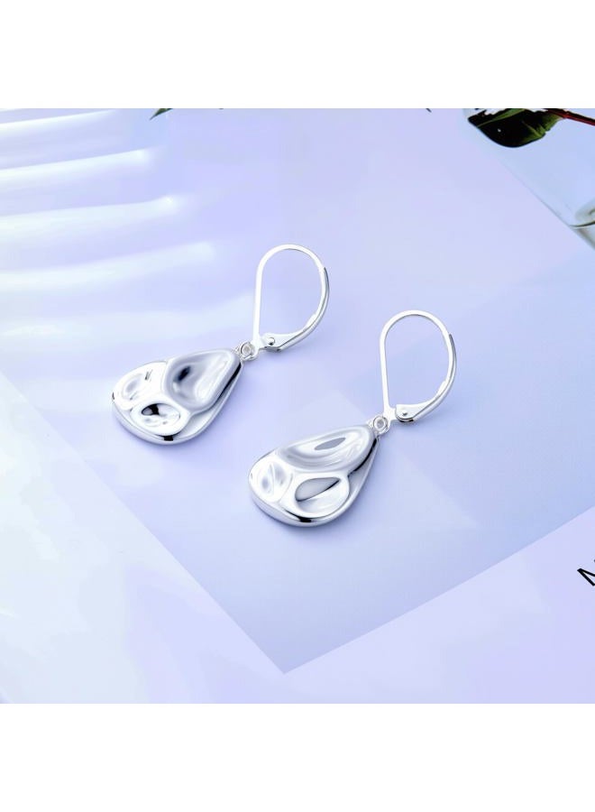 Lancharmed 925 Sterling Silver Teardrop Dangle Earrings, Hypoallergenic 14k Gold Plated Hammered Waterdrop Earring for Women Trendy Statement Dangling Drop Leverback Earrings Gifts in Jewelry Box - Image 5