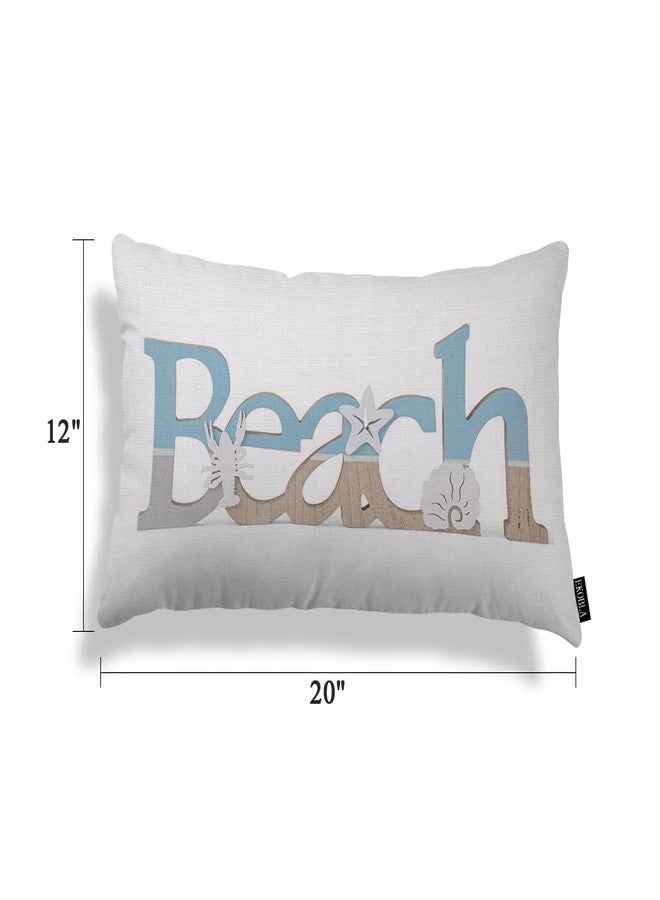 EKOBLA Beach Vintage Wood Lettering Quote with Ocean Home Pillow Cases Coastal Sea Starfish Scallop Summer Waist Lumber Cotton Linen Cushion Cover Oblong Rectangle Pillowcase for Home 12x20 Inches - Image 5