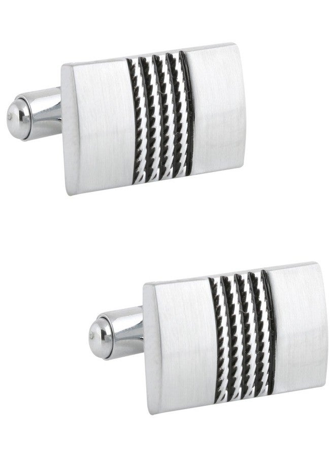 TRIPIN Cufflinks and TIE PIN Set for Men Silver Black Colour for Office Corporate Party French Cuff Shirts Shirt Suit Blazer in A Gift Box TSBPZSILSET496 - Image 2