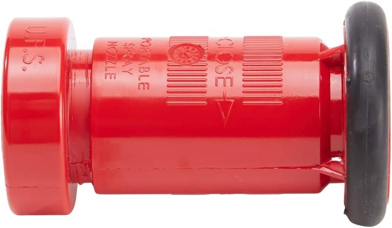 FireHoseDirect Heavy Duty Plastic 1 1/2" Fire Nozzle (NH) with Durable Rubber Bumper - Red - Image 1
