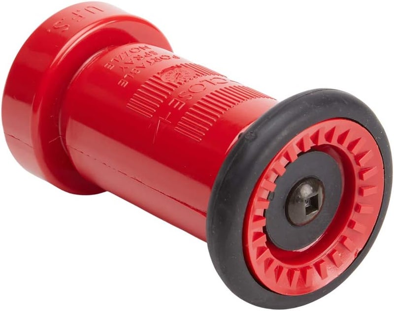 FireHoseDirect Heavy Duty Plastic 1 1/2" Fire Nozzle (NH) with Durable Rubber Bumper - Red - Image 2