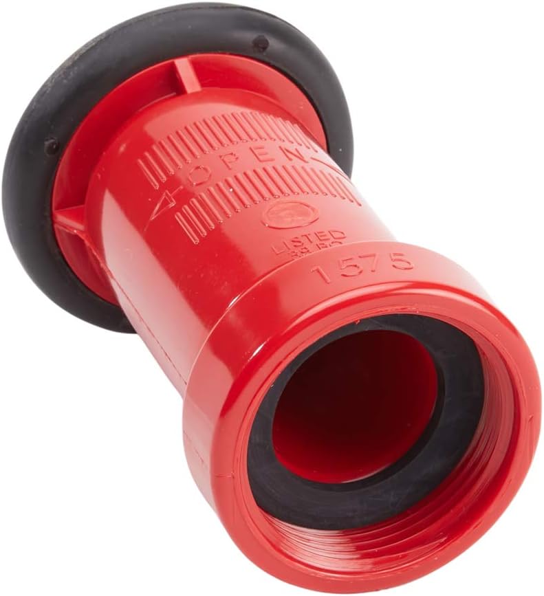 FireHoseDirect Heavy Duty Plastic 1 1/2" Fire Nozzle (NH) with Durable Rubber Bumper - Red - Image 3