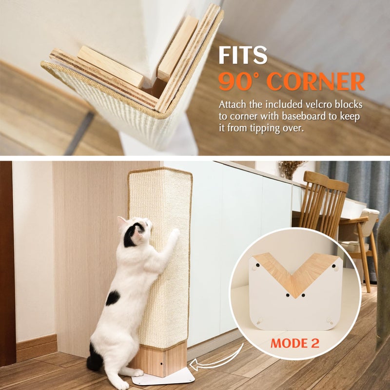 PETKARAY Couch Corner Cat Scratcher, 28" Corner Scratching Post Wall Scratcher, Sisal Furniture Protector for Sofa with Reversible Base, Large - Image 5