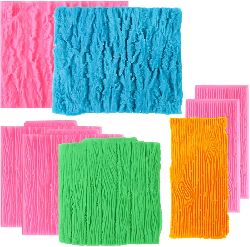 Beasea Silicone Molds for Cakes Decorating, 5pcs Woodgrain Silicone Lace Fondant Mold Fondant Texture Mat Sheet for Sugar Lace Mats Wood Texture Mat Embossed Craft Tools - Image 1