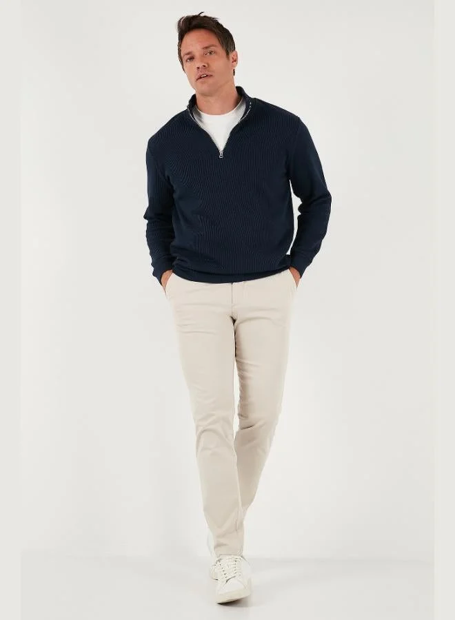 Buratti Buratti Cotton Relaxed Fit Half Zippered Crew Neck Knitted Sweat Men's SWEAT 5901076