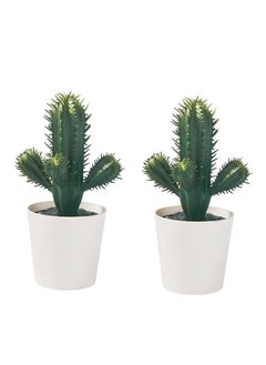 FEJKA 2pcs Artificial Plant with Pot Green/White  - Image 1